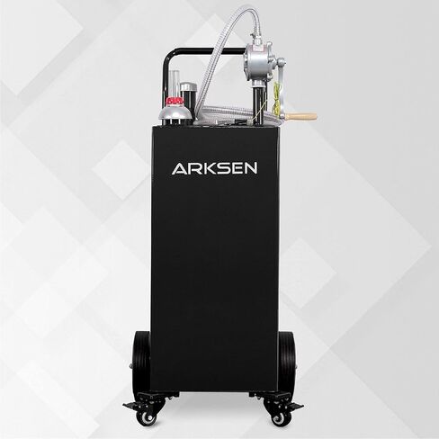 Arksen 35 جالون خزان غاز محمول لتخزين الوقود، كبير يعمل بالديزل والجازولين، مضخة سيفون يدوية، عجلات مطاطية صلبة خالية من المسطحة، قارب ATV، سيارة، دراجة نارية in Kuwait