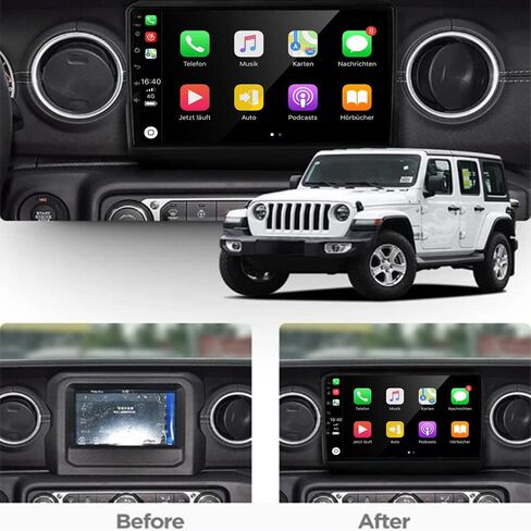 لراديو جيب رانجلر 2018-2020 9 بوصة IPS شاشة لمس مدمجة Apple CarPlay Andriod Auto GPS Navigation Bluetooth Head Unit EQ DSP مع كاميرا خلفية مجانية in Kuwait