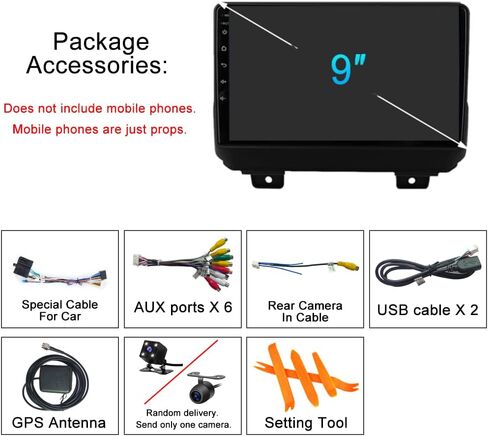 لراديو جيب رانجلر 2018-2020 9 بوصة IPS شاشة لمس مدمجة Apple CarPlay Andriod Auto GPS Navigation Bluetooth Head Unit EQ DSP مع كاميرا خلفية مجانية in Kuwait