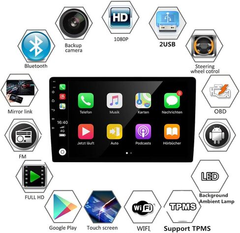 لراديو جيب رانجلر 2018-2020 9 بوصة IPS شاشة لمس مدمجة Apple CarPlay Andriod Auto GPS Navigation Bluetooth Head Unit EQ DSP مع كاميرا خلفية مجانية in Kuwait