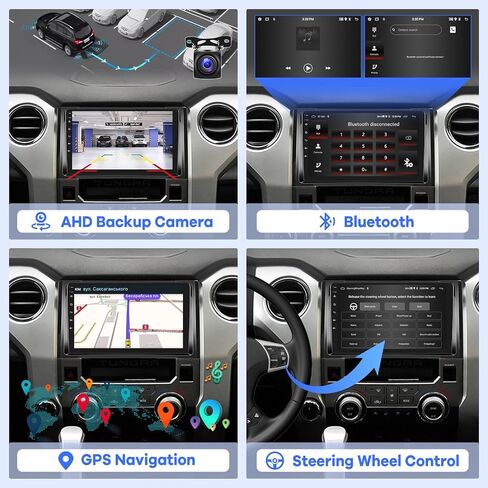 [2G+64G] راديو سيارة لسيارة Toyota Tundra 2014 2015 2016 2017، Android 13 شاشة لمس ستيريو، Carplay/Android Auto/EQ Audio/SWC + كاميرا احتياطية AHD in Saudi Arabia