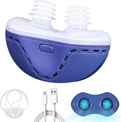 أجهزة مكافحة الشخير، حل الشخير للرجال والنساء، سدادة الشخير بحزام ثابت لنوم أفضل، سرعة الرياح قابلة للتعديل، دوامة مزدوجة، مناسبة لجميع أشكال الأنف، أزرق in Kuwait