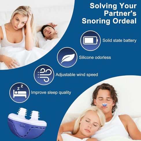 أجهزة مكافحة الشخير، حل الشخير للرجال والنساء، سدادة الشخير بحزام ثابت لنوم أفضل، سرعة الرياح قابلة للتعديل، دوامة مزدوجة، مناسبة لجميع أشكال الأنف، أزرق in Kuwait