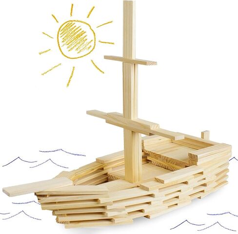 Imagination Generation Constructables! Pine Wood Building Planks, 150 Pieces - Educational Tinker Toys for Kids & Teens - STEM Stacking Blocks for Boys & Girls - Wooden Playset for Learning in Saudi Arabia