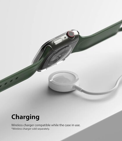 Ringke Slim [No More Discoloration / 2 Pack] Compatible with Apple Watch Series 9, 8, 7 Case (45mm) for Minimalist, Solid Transparent Cover for Women, Men - Clear + Deep Green in Saudi Arabia