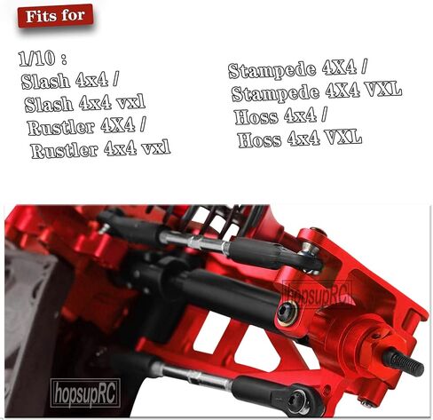 hopsupRC Stainless Steel Rear Drive Shaft CVD & Front Rear Suspension A Arm Upgrades Part for 1/10 Rustler/Stampede/Slash/Hoss 4x4 VXL,4PCS Rear Front Driveshaft (Upgrades More Power) Red in Saudi Arabia