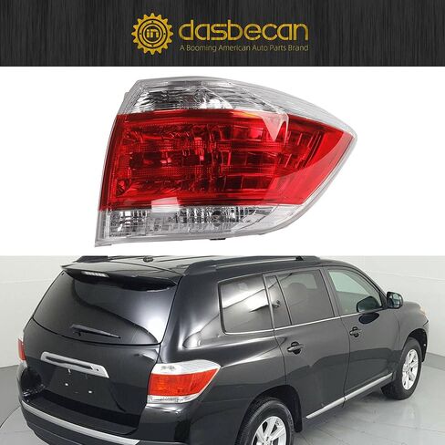 Dasbecan Right Tail Lamp Compatible with Toyota Highlander 2011 12 13 Replacement OEM 815500E070 TO2801185 RH 815600E070 LH Back Light in Kuwait