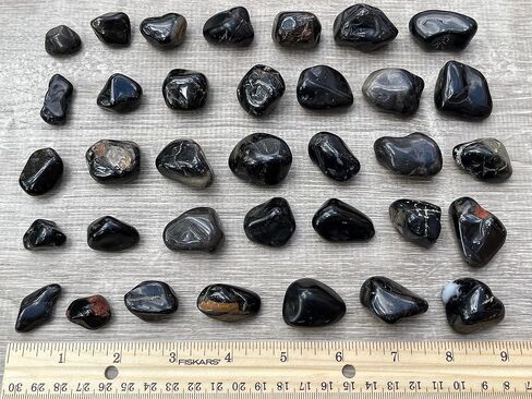 GAF TREASURES 5 Pcs Black Onyx Tumbled Stones, Polished Natural Black Onyx Gemstone, Black Onyx Healing Crystals (Black Onyx) in Saudi Arabia