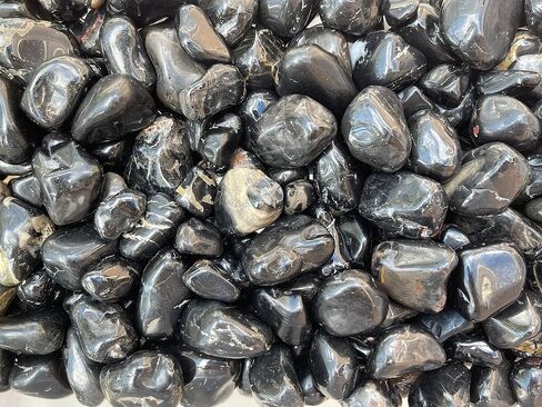 GAF TREASURES 5 Pcs Black Onyx Tumbled Stones, Polished Natural Black Onyx Gemstone, Black Onyx Healing Crystals (Black Onyx) in Saudi Arabia
