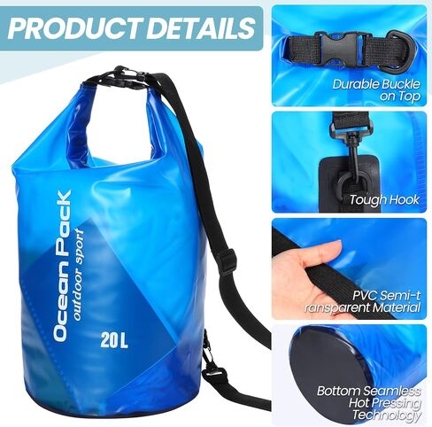 Tiangrid 9 Set Waterproof Dry Bag 5L/10L/20L Roll Top Waterproof Backpack Sack Keeps Gear Dry for Kayaking, Beach, Rafting, Boating, Hiking, Camping with Waterproof Phone Case and Waterproof Pouch in Saudi Arabia