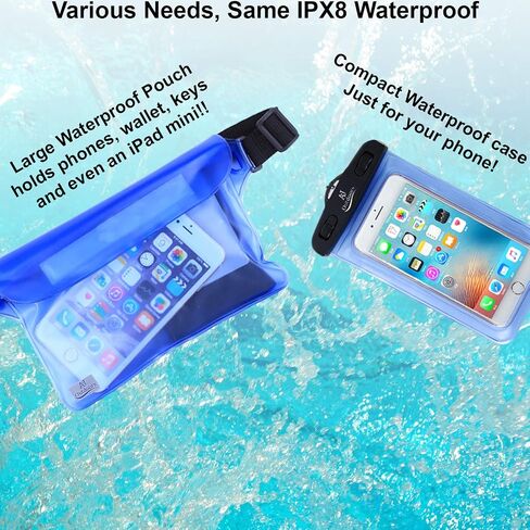 ANJ Outdoors 2PK Most Durable Waterproof Pouch/Waterproof Fanny Packs for Women and Men | 3-Zipper Beach Bags Waterproof Sandproof | Waterproof Wallet/Phone Case With Waist Strap for Swimming in Saudi Arabia