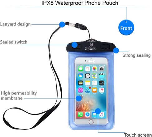 ANJ Outdoors 2PK Most Durable Waterproof Pouch/Waterproof Fanny Packs for Women and Men | 3-Zipper Beach Bags Waterproof Sandproof | Waterproof Wallet/Phone Case With Waist Strap for Swimming in Saudi Arabia