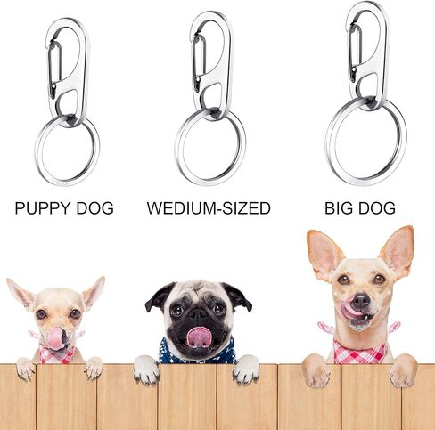 Boao 6 Pieces Dog Tag Clips Pet ID Tag Clips with 18 Pieces Durable Stainless Steel Rings Personalized Clips Pet ID Tag Holder for Cats Dogs Collars Harnesses in 3 Sizes in Saudi Arabia