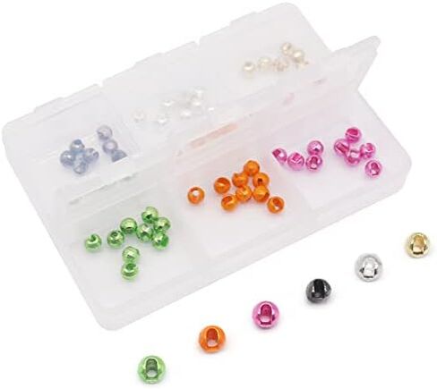 XFISHMAN Tungsten-Slot-Beads-Fly-Tying-Beads-Heads-Assortment Fly Tying Materials Nymph for Fly Fishing Diamond Faceted Slotted Beads 60 Pack in Saudi Arabia