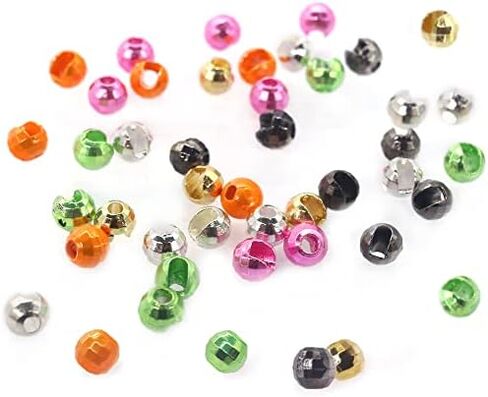 XFISHMAN Tungsten-Slot-Beads-Fly-Tying-Beads-Heads-Assortment Fly Tying Materials Nymph for Fly Fishing Diamond Faceted Slotted Beads 60 Pack in Saudi Arabia
