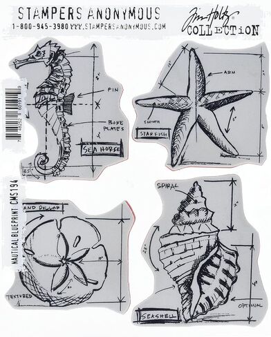 Stampers Anonymous Tim Holtz Cling Rubber Stamp Set, 7-Inch by 8.5-Inch, Nautical Blueprint in Saudi Arabia