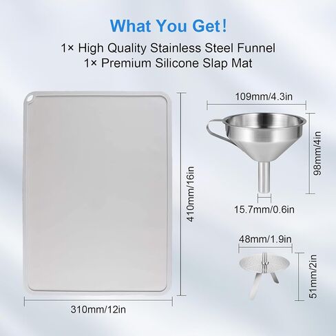 YOOPAI Funnel and Mat, Stainless Steel Filter Funnel & Silicone Slap Mat Cleaning Kit for Filtering Resin and Recover Liquid, Non-Stick Food Pad Waterproof Protect Work Surface in Saudi Arabia