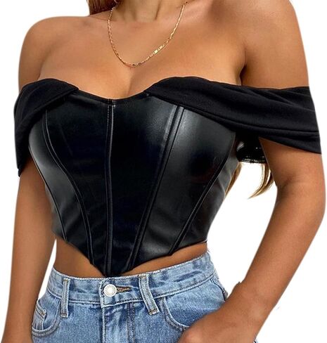 المرأة مثير بو الجلود مشد المحاصيل الأعلى معطلة الكتف القمم القوطية بوستير بروتيل تانك الأعلى in Kuwait