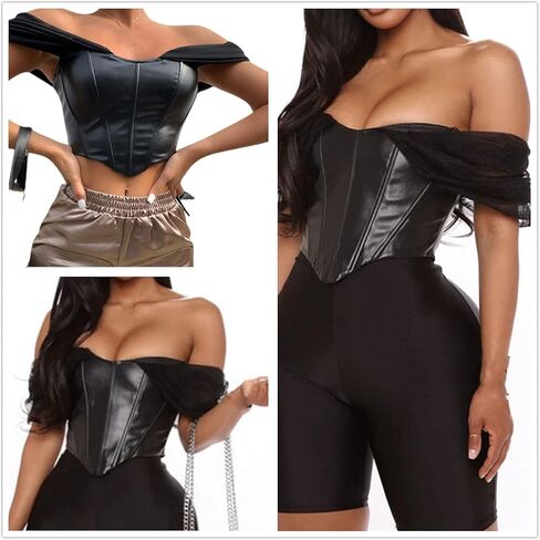 المرأة مثير بو الجلود مشد المحاصيل الأعلى معطلة الكتف القمم القوطية بوستير بروتيل تانك الأعلى in Kuwait