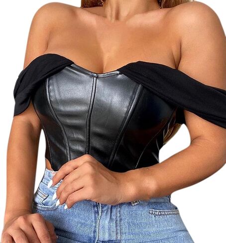 المرأة مثير بو الجلود مشد المحاصيل الأعلى معطلة الكتف القمم القوطية بوستير بروتيل تانك الأعلى in Kuwait