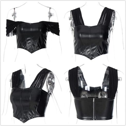 المرأة مثير بو الجلود مشد المحاصيل الأعلى معطلة الكتف القمم القوطية بوستير بروتيل تانك الأعلى in Kuwait