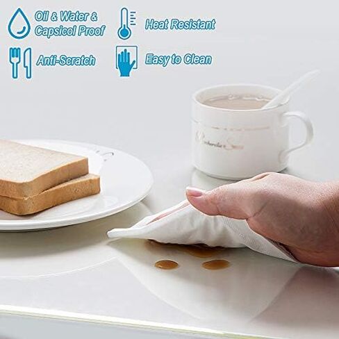 وسادة حماية لغطاء مكتب من مادة TPU مقاس 16 × 24 بوصة من CenterZ - آمنة غذائيًا وليست من مادة PVC - بسمك 1.5 مم من الكريستال الشفاف المقاوم للماء والزيت المقاوم للانزلاق وصديقة للبيئة لسطح الطاولة في المنزل والمكتب وسطح الطاولة in Kuwait