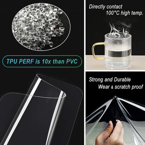 وسادة حماية لغطاء مكتب من مادة TPU مقاس 16 × 24 بوصة من CenterZ - آمنة غذائيًا وليست من مادة PVC - بسمك 1.5 مم من الكريستال الشفاف المقاوم للماء والزيت المقاوم للانزلاق وصديقة للبيئة لسطح الطاولة في المنزل والمكتب وسطح الطاولة in Kuwait