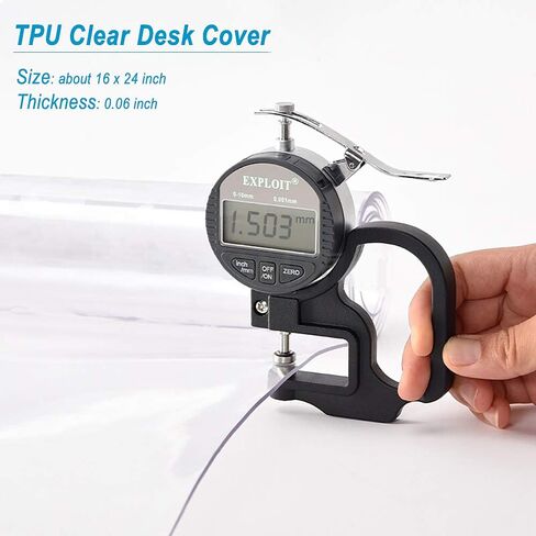 وسادة حماية لغطاء مكتب من مادة TPU مقاس 16 × 24 بوصة من CenterZ - آمنة غذائيًا وليست من مادة PVC - بسمك 1.5 مم من الكريستال الشفاف المقاوم للماء والزيت المقاوم للانزلاق وصديقة للبيئة لسطح الطاولة في المنزل والمكتب وسطح الطاولة in Kuwait