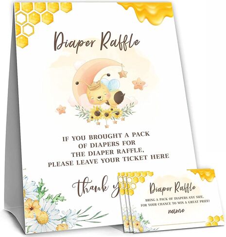 بطاقات لعب استحمام الطفل Sweet As Can Bee، و1 لافتة حفاضات قائمة بذاتها و50 تذكرة سحب للحفاضات -(LBLK-003) in Kuwait