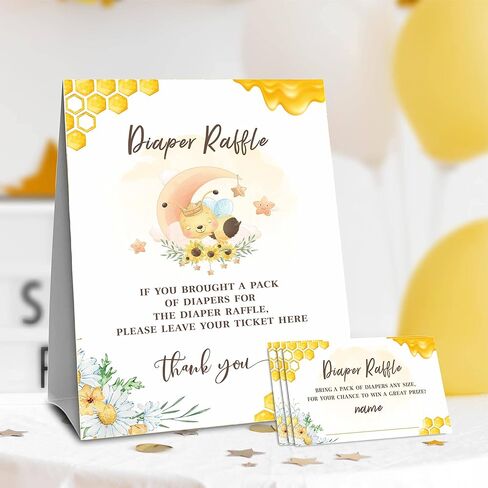 بطاقات لعب استحمام الطفل Sweet As Can Bee، و1 لافتة حفاضات قائمة بذاتها و50 تذكرة سحب للحفاضات -(LBLK-003) in Kuwait