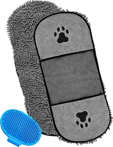 HomETCH 2 Pcs Dog Towels for Drying Dogs, Dog Bath Towel Microfiber Chenille, with Silicone Pet Brush Pet Towel, Pet Towels for Dogs, Microfiber Towel Pet, Microfiber Dog Towels in Saudi Arabia