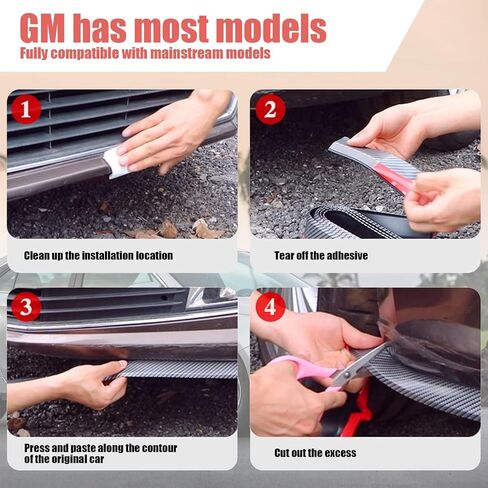 GKmow Pack-1 8.2Ft Car Anti-Collision Rubber Strip, Universal Car Front Lip, Front Bumper Lip, Carbon Lip, Side Skirt, Front Lip Spoiler Waterproof Protection (Carbon Fiber Black) in Saudi Arabia