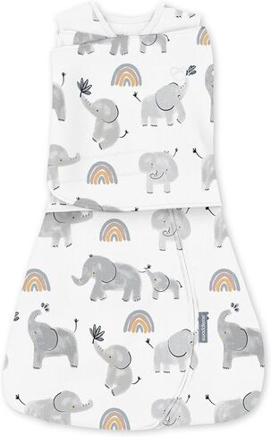 SwaddleMe by Ingenuity Arms Free Convertible Swaddle, 1-Pack, Fits Babies 3-6 Months - Happy Elephant in Saudi Arabia