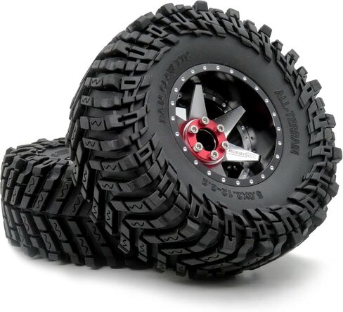 HOBBYSOUL 5.0'' Tall Soft Sticky 2.2 Tires & Adjustable 4 Negative Offsets 2.2 Beadlock Wheels Rims Silver Black For RC Mud Crawler All Terrain Trail Gen7 Gen8 Capra Wraith TRX4, (4-Pack) in Saudi Arabia