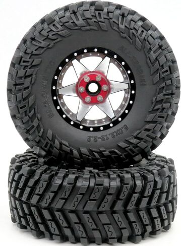 HOBBYSOUL 5.0'' Tall Soft Sticky 2.2 Tires & Adjustable 4 Negative Offsets 2.2 Beadlock Wheels Rims Silver Black For RC Mud Crawler All Terrain Trail Gen7 Gen8 Capra Wraith TRX4, (4-Pack) in Saudi Arabia