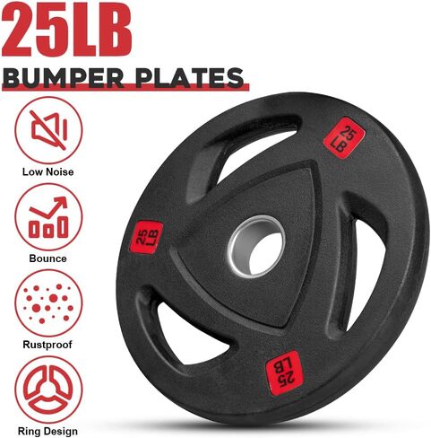 Weight Plates 2-Inch Rubber Coated Olympic Cast Iron Grip Plates Bumper Plates in Pairs or Single for Strength Training, Weightlifting and Bodybuilding in Saudi Arabia