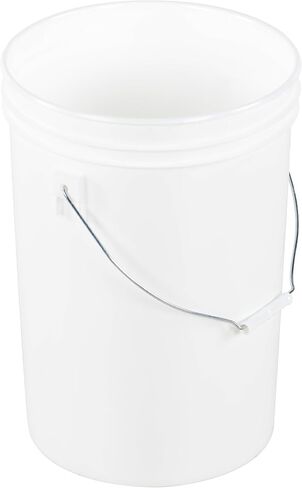 Vestil PAIL-6-PWS Plastic Open Head Pail with Steel Handle, 6 gallon Capacity, White in Saudi Arabia