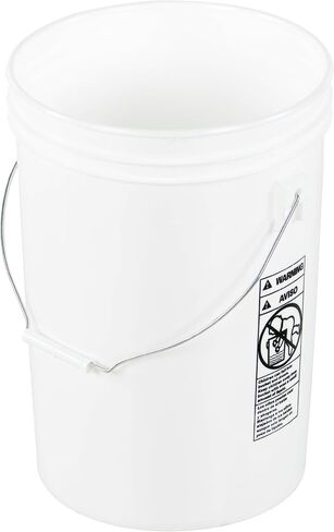 Vestil PAIL-6-PWS Plastic Open Head Pail with Steel Handle, 6 gallon Capacity, White in Saudi Arabia