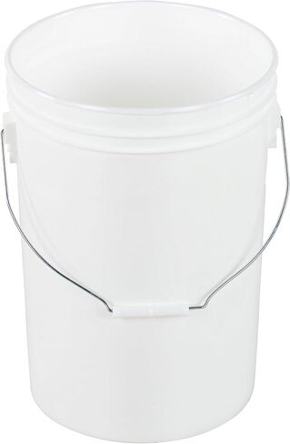 Vestil PAIL-6-PWS Plastic Open Head Pail with Steel Handle, 6 gallon Capacity, White in Saudi Arabia