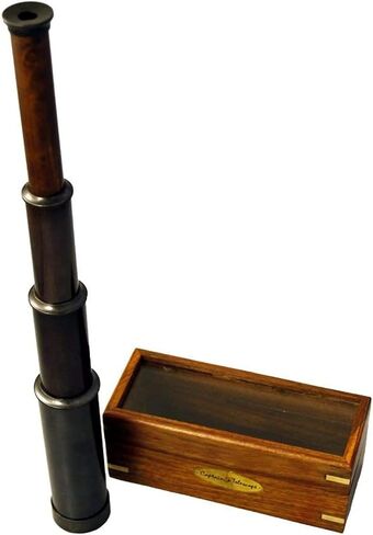 Captains' Telescope Blackened Finish Fully Extended 15" | Nautical Spyglass Antique Mounted Solid Brass 15 Inch Pirate Telescope with Wooden Box | Functional Telescope | Kid's Telescope in Saudi Arabia