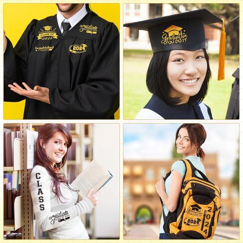 JULBEAR Graduation Stole Class of 2024, Graduation Cord DIY White Graduation Stole Gold Honor Cord Unisex Adult Graduation Sash with 8 Sheets Iron on Letters Patterns Number Patches (White) in Saudi Arabia