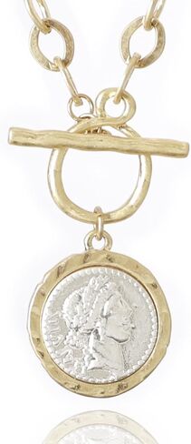 Cmarts Antique Gold Plated Roman Coin Necklace for Women 18 Inch Chain Pendant Necklace Birthday Anniversary Jewelry Gift for Women in Saudi Arabia