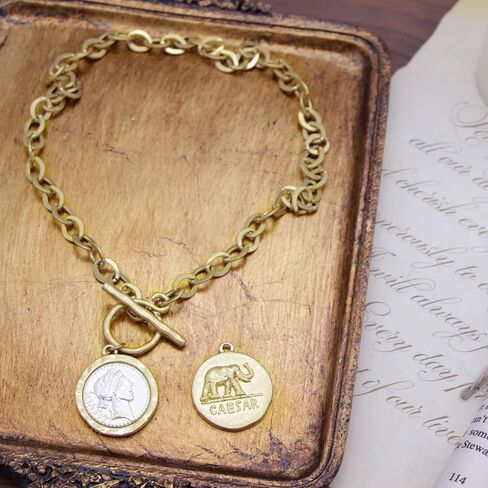 Cmarts Antique Gold Plated Roman Coin Necklace for Women 18 Inch Chain Pendant Necklace Birthday Anniversary Jewelry Gift for Women in Saudi Arabia