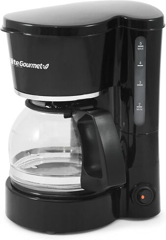 ماكينة صنع القهوة الأوتوماتيكية من Elite Gourmet EHC4128 بسعة 4 أكواب مع خاصية الإيقاف المؤقت والتقديم، إبريق زجاجي، فلتر قابل لإعادة الاستخدام، مفتاح تشغيل/إيقاف، حافظ على الدفء، مؤشر لمستوى الماء، أسود in Kuwait