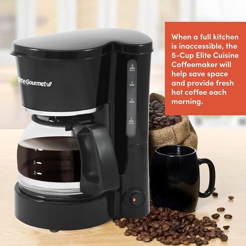 ماكينة صنع القهوة الأوتوماتيكية من Elite Gourmet EHC4128 بسعة 4 أكواب مع خاصية الإيقاف المؤقت والتقديم، إبريق زجاجي، فلتر قابل لإعادة الاستخدام، مفتاح تشغيل/إيقاف، حافظ على الدفء، مؤشر لمستوى الماء، أسود in Kuwait
