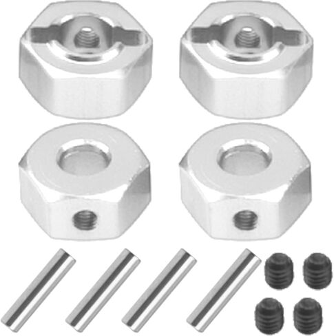 Vgoohobby Metal 12mm Wheel Hex Hub Drive Adapters with Pins Screws Compatible with 1/10 Arrma Senton Granite Typhon Vorteks 3S Big Rock RC Car (Silver) in Saudi Arabia