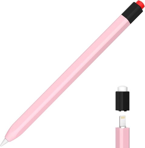 AZF Pencil Case Compatible with Apple Pencil 1st Generation Case, New Two Color Pen Cap Match, Silicone Protective Case, Comfortable Silicone Feel. (Pink) in Saudi Arabia