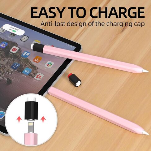 AZF Pencil Case Compatible with Apple Pencil 1st Generation Case, New Two Color Pen Cap Match, Silicone Protective Case, Comfortable Silicone Feel. (Pink) in Saudi Arabia