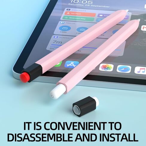 AZF Pencil Case Compatible with Apple Pencil 1st Generation Case, New Two Color Pen Cap Match, Silicone Protective Case, Comfortable Silicone Feel. (Pink) in Saudi Arabia