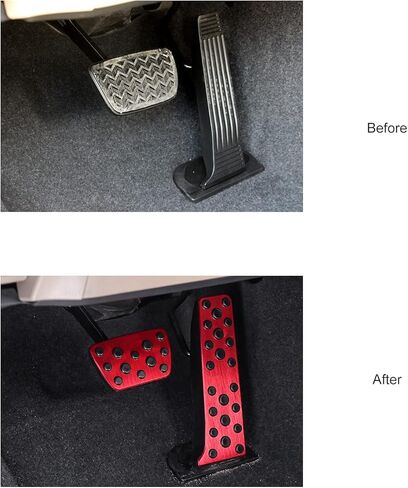 Spotrim لسيارة Toyota Camry 2018-2024 غطاء دواسة فرامل ناقل الحركة الأوتوماتيكي بدون مثقاب وسادة مضادة للانزلاق لسيارة Toyota RAV4 2020-2024، Highlander 2022 2023 2024، Sienna Venza 2021-2023 (أحمر) in Kuwait